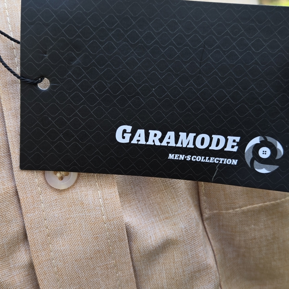 NWT Garamode Mens Tan/ Cream Colored Button Down Shirt Size XL - Picture 3 of 7